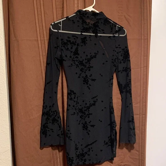 Sheer Black Floral Women's Dress - Picture 6 of 8